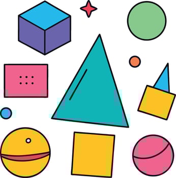 Cartoon Geometry Set Doodle Drawing vector
