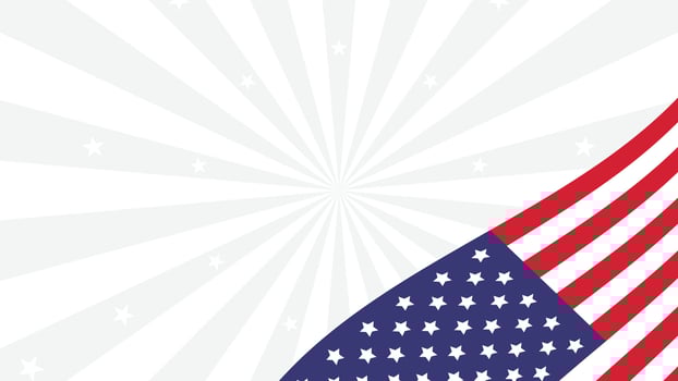Abstract USA flag waving with radial starburst background. Perfect for July events. vector