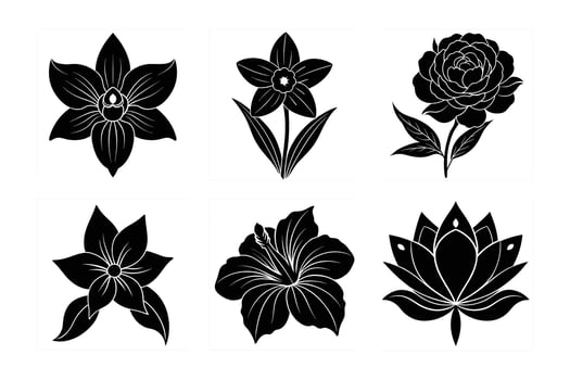 Graphic Flower and Leaves Icons vector