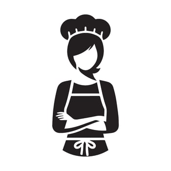 Woman wearing apron silhouette. Chef icon vector