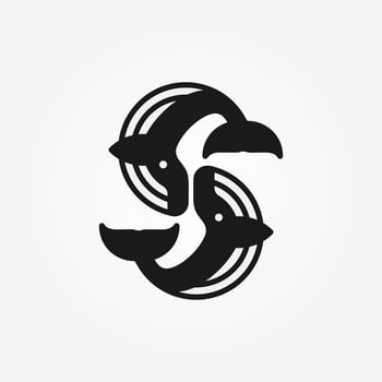 Letter S Whale Logo Design template element vector