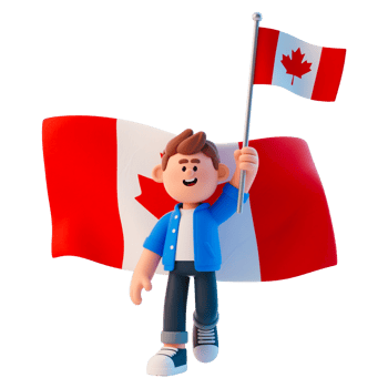 3D Cartoon Character Celebrating Canada Day with Canadian Flag png