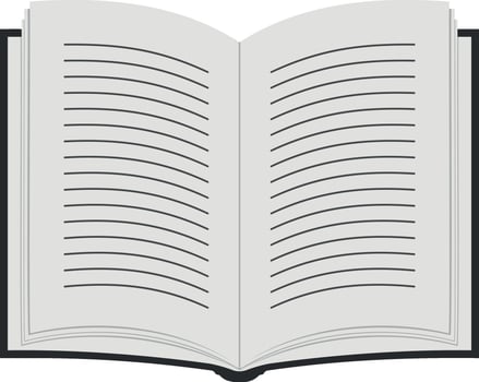 Simple minimalistic illustration of an open book or notebook with blank pages. Clean linear style, isolated on transparent background. vector