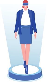 A flat style illustration showing vr fashion vector