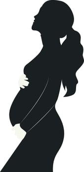 Pregnant Girl Silhouette. Isolated on White Background, vector
