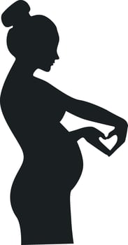 Pregnant Girl Silhouette, Isolated on White Background, vector