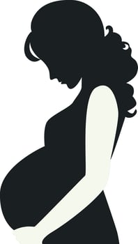 Pregnant Girl Silhouette in Flat Design. vector