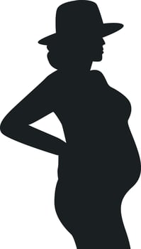 Pregnant Girl Silhouette with Simple Design. vector