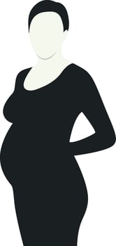 Pregnant Girl Silhouette with Simple Shape. vector