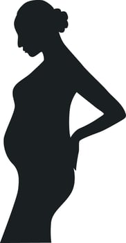 Pregnant Girl Silhouette with Simple Shape, Isolated on White Background vector