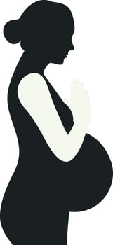 Pregnant Girl Silhouette with Simple Design, Isolated on White Background vector