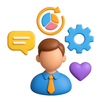 Simple 3D Customer Management Illustration with Icons and Elements png
