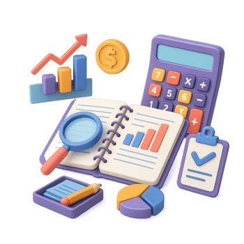3D Simple Accounting System Elements for Financial Visualization png