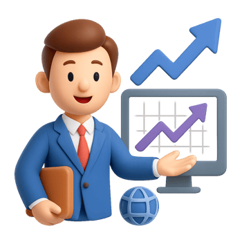 3D Business Assistant Presenting Growth and Success Concepts png