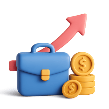 3D Model of Business Briefcase and Growth Charts for Innovation png