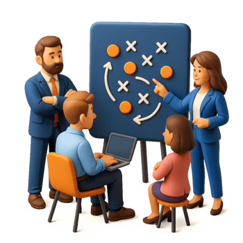 Professional Teamwork Planning Session in 3D Animation Style png