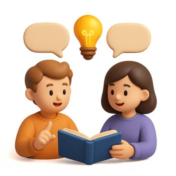 3D Illustration of Knowledge Sharing Concept with Characters png