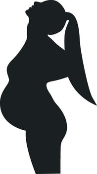 Pregnant Girl Silhouette with Flat Design, Isolated on White Background vector
