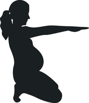 Pregnant Girl Silhouette with Flat Design. Isolated on White Background. vector