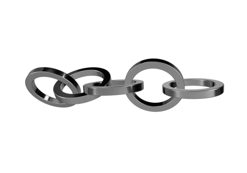 Linked Metal Chain on Black Background png