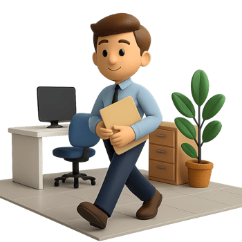 Cartoon 3D Office Worker Walking with Folder in Modern Workspace png