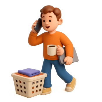 Cartoon Character Engaging in Daily Life Activities at Home png