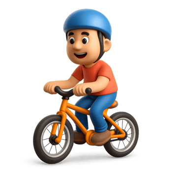 Cartoon Cyclist on Bicycle Enjoying an Adventure in Bright Colors png