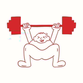 retro cartoon character weightlifting illustration vector