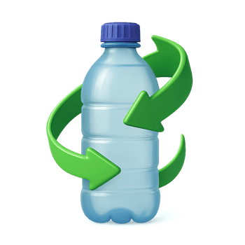 3D Recycling Symbol with Plastic Bottle for Sustainable Practices png