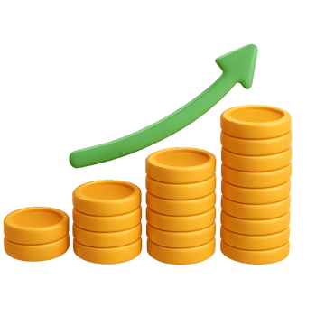 3D Stacked Coins Illustrating Financial Growth and Investment Trends png