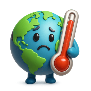 Earth Character with Thermometer Depicting Rising Temperature Concerns png