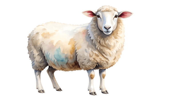 watercolor illustration of fluffy woolly sheep with soft fur and natural coloring on isolated background png