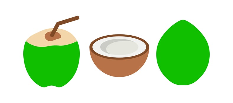 Young coconut drink icon. A green graphic with a straw, symbolizing tropical refreshment, healthy beverages, and natural hydration. vector