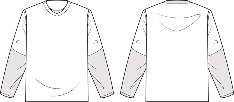 hand drawn long sleeve tshirt outline illustration vector