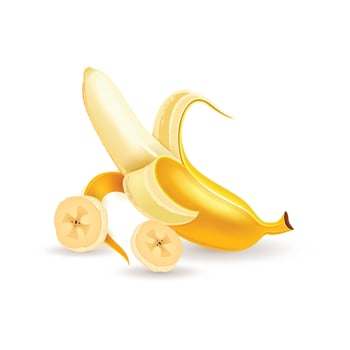 Banana fruit with fruit pieces vector
