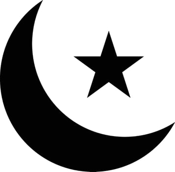 Crescent Moon And Star Symbol Illustration Simple vector