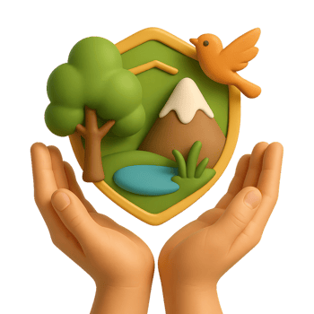 Colorful 3D Nature Scene with Hands Embracing Environmental Conservation png