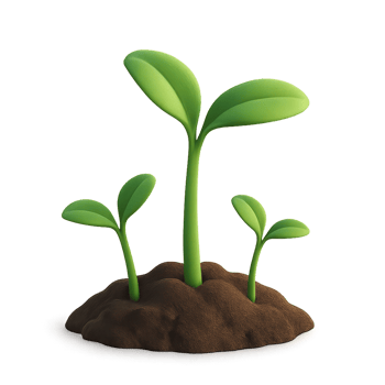 3D Rendering of Seedlings Growing in Soil, Nature Sustainability Concept png