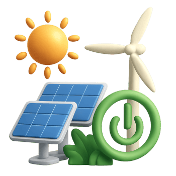 3D Illustration of Clean Energy Concepts with Solar and Wind Power png