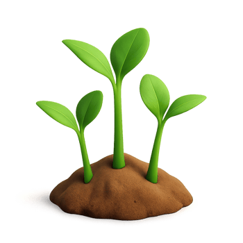 3D Render of Fresh Seedlings Growing from Soil in Simple Design png