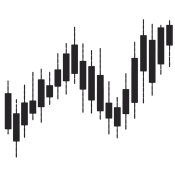 A series of black candlesticks form a wavy pattern, commonly used in financial charts to represent price movements over time. cutouts png