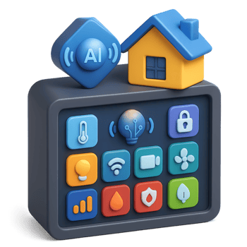 Modern Smart Home Control Interface with Futuristic Design Elements png