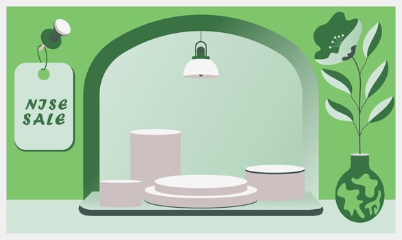 Trendy product podium scene with leafy elements for label ads presentations, creative layout with a natural for eye-grabbing social and print campaigns vector