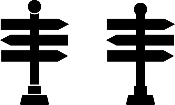 Signpost icon set. Signboard icons. Sign direction. Road symbols. Traffic symbol vector