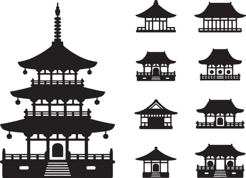 japanese pagoda illustration design vector