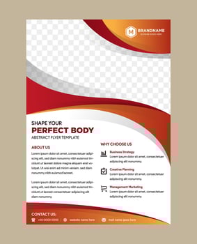 golden brown gradient vertical flyer template design. Brochure abstract background for body building, fitness, sport, presentation, advertisement. Corporate identity style concept. space for photo vector