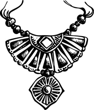A vintage style illustration of fan necklace vector
