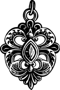 A vintage illustration showing filigree pendant vector