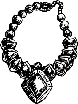 A vintage style illustration of garnet necklace vector