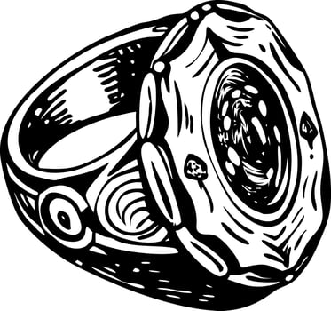 A vintage illustration showing glowing opal ring vector